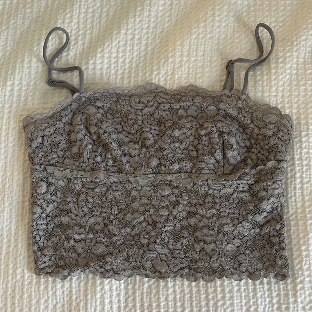 Grey lace crop top